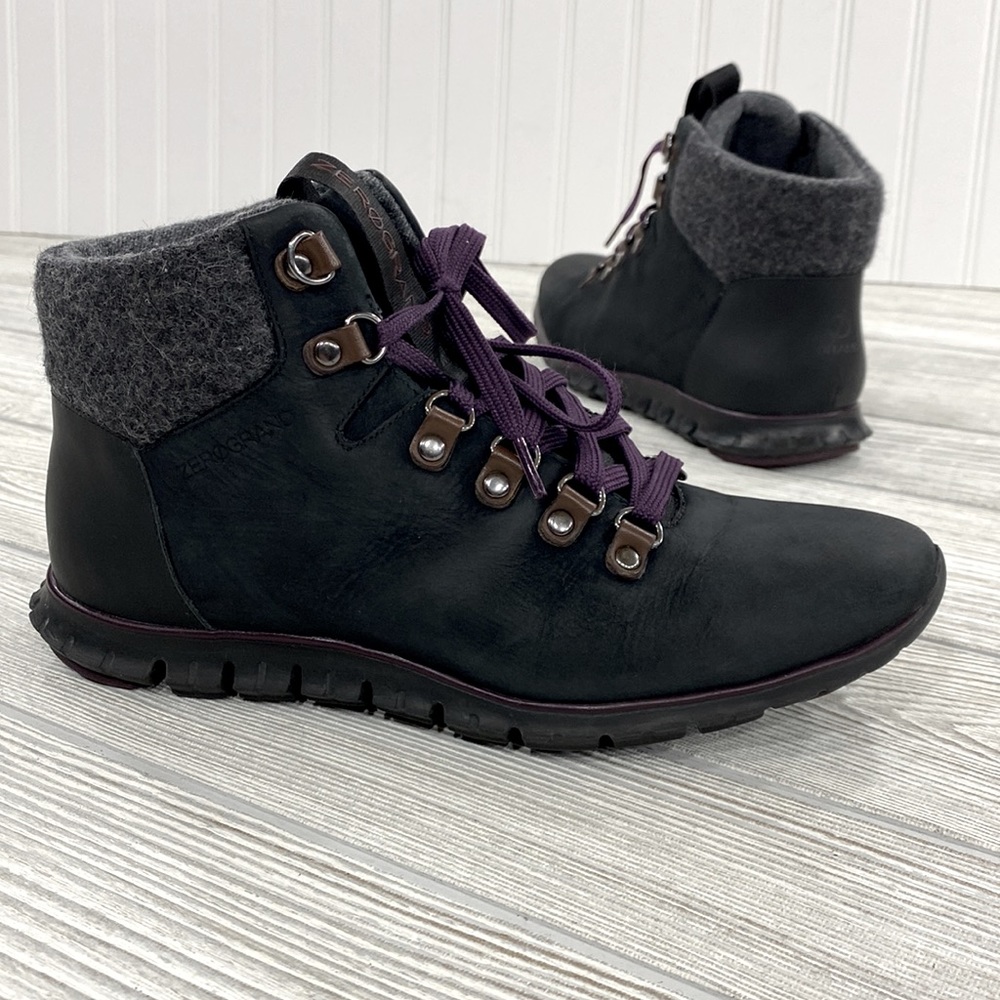 Cole Haan Zero Grand Hiker Ankle Boots Waterproof Black Leather - sz 7.5